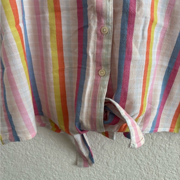 Style & Co. Pink and Purple Crop Tie Front Button Down Shirt - Picture 5 of 9